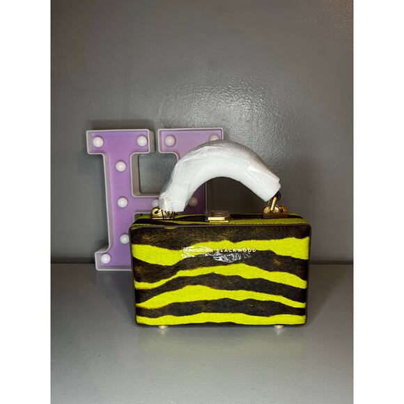 Brandon Blackwood Handbags - Brandon Blackwood Slim Trunk in Green Zebra Ponyhair with Brass Hardware